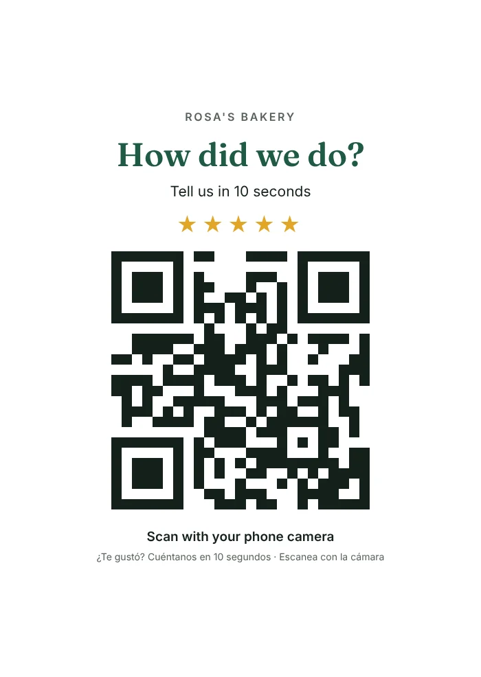 QR poster: How did we do? Tell us in 10 seconds